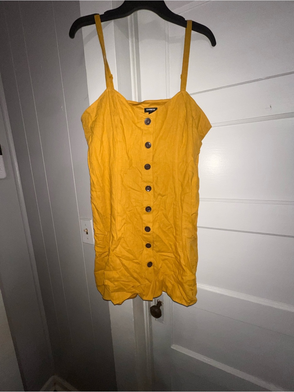 NWOT Express Women's Yellow Button-Front Spaghetti Strap Top